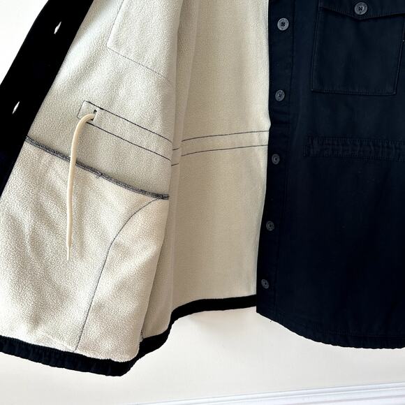 Hang Ten Utility Jacket Size XL Sherpa Black Canvas Field Trucker Barn Coat - Picture 6 of 9